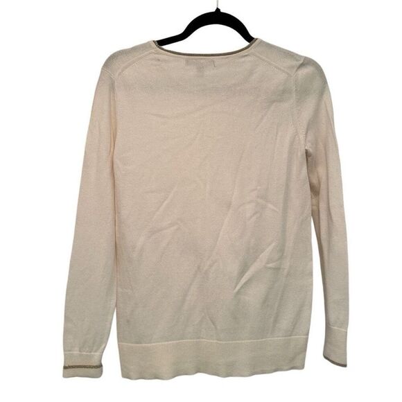 Banana Republic cream with gold metallic trim sweater- size S - Picture 2 of 5